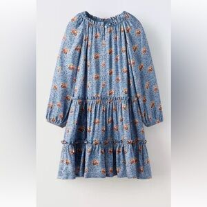 Zara blue Floral Tiered Dress NWT